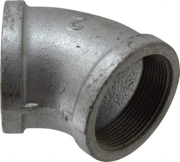 B&K Mueller - Class 150, 2" Galvanized Pipe 45° Elbow - Threaded, Malleable Iron - Eagle Tool & Supply