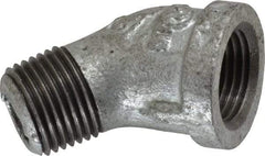 B&K Mueller - Class 150, 1/2" Galvanized Pipe 45° Street Elbow - Threaded, Malleable Iron - Eagle Tool & Supply