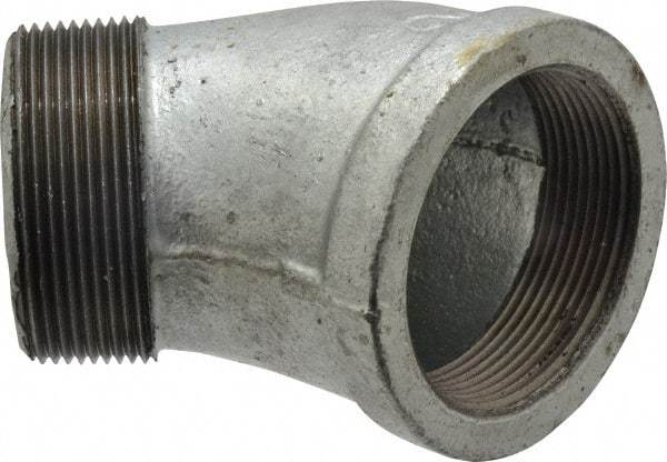 B&K Mueller - Class 150, 2" Galvanized Pipe 45° Street Elbow - Threaded, Malleable Iron - Eagle Tool & Supply