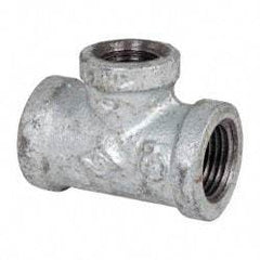 B&K Mueller - Class 150, 1/2 x 3/8" Galvanized Pipe Reducing Tee - Threaded, Malleable Iron - Eagle Tool & Supply