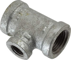 B&K Mueller - Class 150, 1/2 x 1/4" Galvanized Pipe Reducing Tee - Threaded, Malleable Iron - Eagle Tool & Supply