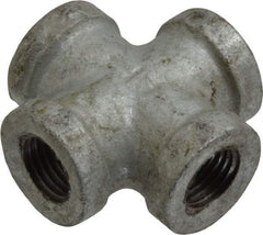 B&K Mueller - Class 150, 1/4" Galvanized Pipe Cross - Threaded, Malleable Iron - Eagle Tool & Supply
