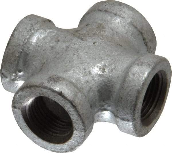 B&K Mueller - Class 150, 3/8" Galvanized Pipe Cross - Threaded, Malleable Iron - Eagle Tool & Supply