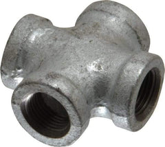 B&K Mueller - Class 150, 3/8" Galvanized Pipe Cross - Threaded, Malleable Iron - Eagle Tool & Supply