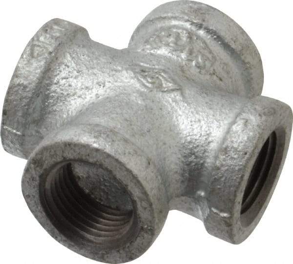 B&K Mueller - Class 150, 1/2" Galvanized Pipe Cross - Threaded, Malleable Iron - Eagle Tool & Supply