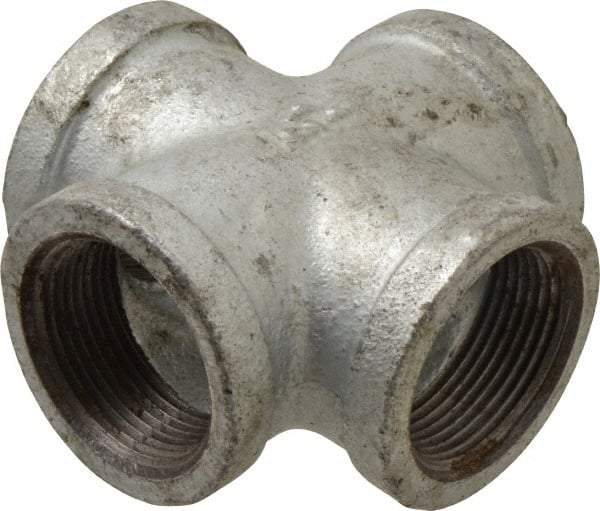 B&K Mueller - Class 150, 1-1/4" Galvanized Pipe Cross - Threaded, Malleable Iron - Eagle Tool & Supply
