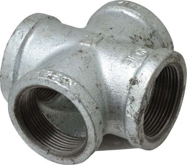 B&K Mueller - Class 150, 1-1/2" Galvanized Pipe Cross - Threaded, Malleable Iron - Eagle Tool & Supply