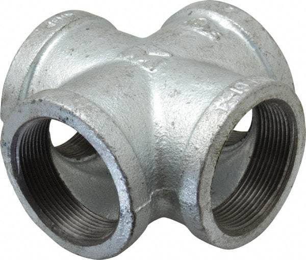 B&K Mueller - Class 150, 2" Galvanized Pipe Cross - Threaded, Malleable Iron - Eagle Tool & Supply