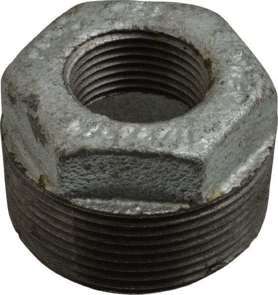 B&K Mueller - Class 150, 1-1/2 x 3/4" Galvanized Pipe Hex Bushing - Threaded, Malleable Iron - Eagle Tool & Supply