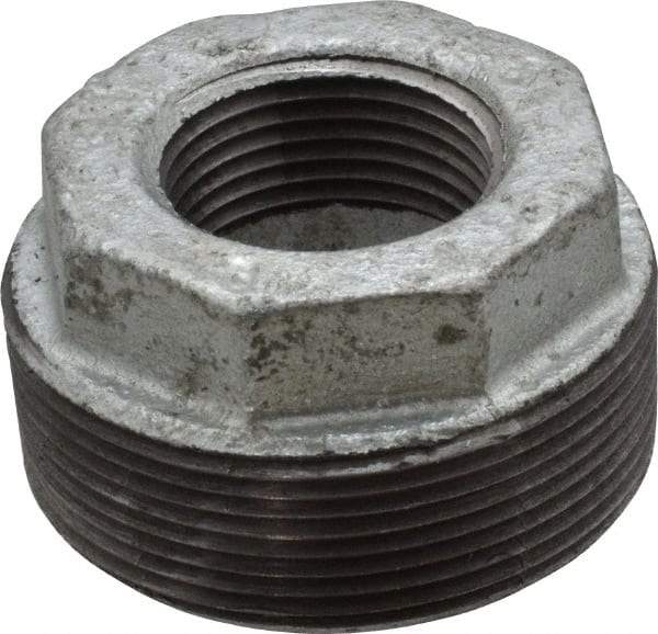 B&K Mueller - Class 150, 2 x 1" Galvanized Pipe Hex Bushing - Threaded, Malleable Iron - Eagle Tool & Supply