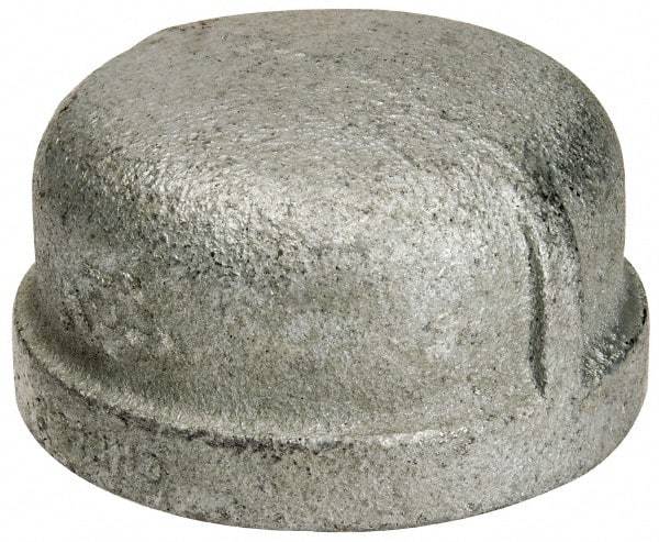 B&K Mueller - Class 150, 1-1/2" Galvanized Pipe End Cap - Threaded, Malleable Iron - Eagle Tool & Supply