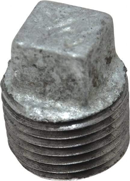 B&K Mueller - Class 150, 1/2" Galvanized Pipe Square Plug - Threaded, Malleable Iron - Eagle Tool & Supply