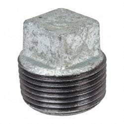 B&K Mueller - Class 150, 1" Galvanized Pipe Square Plug - Threaded, Malleable Iron - Eagle Tool & Supply
