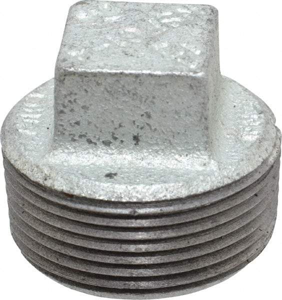 B&K Mueller - Class 150, 1-1/4" Galvanized Pipe Square Plug - Threaded, Malleable Iron - Eagle Tool & Supply