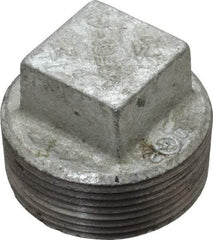 B&K Mueller - Class 150, 1-1/2" Galvanized Pipe Square Plug - Threaded, Malleable Iron - Eagle Tool & Supply
