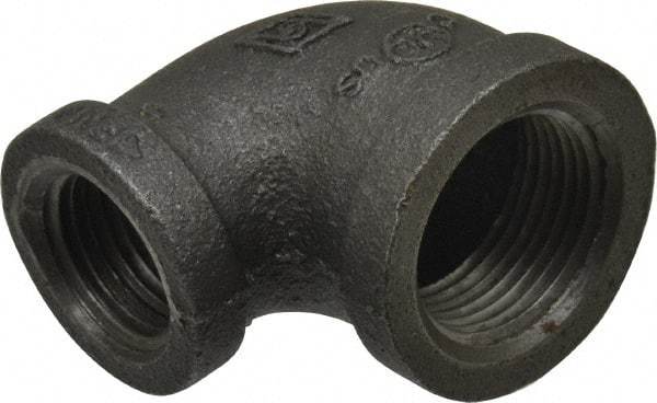 B&K Mueller - Size 3/4 x 1/2", Class 150, Malleable Iron Black Pipe 90° Reducing Elbow - 150 psi, Threaded End Connection - Eagle Tool & Supply