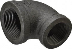 B&K Mueller - Size 1-1/4 x 1", Class 150, Malleable Iron Black Pipe 90° Reducing Elbow - 150 psi, Threaded End Connection - Eagle Tool & Supply
