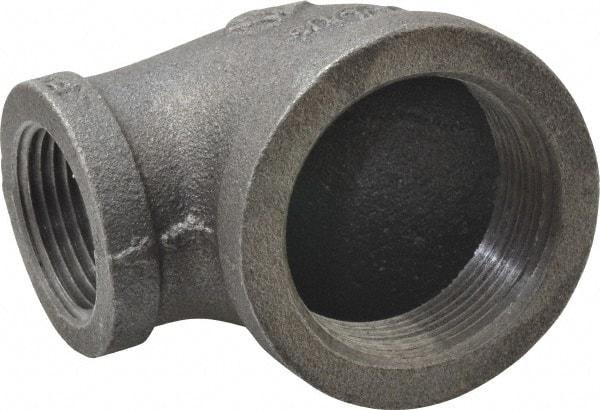 B&K Mueller - Size 1-1/2 x 1", Class 150, Malleable Iron Black Pipe 90° Reducing Elbow - 150 psi, Threaded End Connection - Eagle Tool & Supply