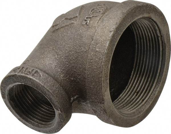B&K Mueller - Size 2 x 1", Class 150, Malleable Iron Black Pipe 90° Reducing Elbow - 150 psi, Threaded End Connection - Eagle Tool & Supply