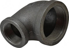 B&K Mueller - Size 2 x 1-1/4", Class 150, Malleable Iron Black Pipe 90° Reducing Elbow - 150 psi, Threaded End Connection - Eagle Tool & Supply