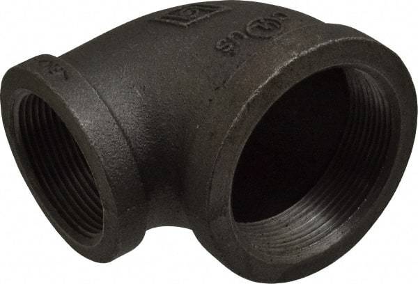 B&K Mueller - Size 2 x 1-1/2", Class 150, Malleable Iron Black Pipe 90° Reducing Elbow - 150 psi, Threaded End Connection - Eagle Tool & Supply