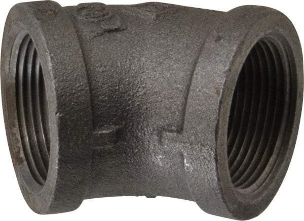 B&K Mueller - Size 1-1/4", Class 150, Malleable Iron Black Pipe 45° Elbow - 150 psi, Threaded End Connection - Eagle Tool & Supply