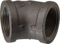 B&K Mueller - Size 1-1/4", Class 150, Malleable Iron Black Pipe 45° Elbow - 150 psi, Threaded End Connection - Eagle Tool & Supply
