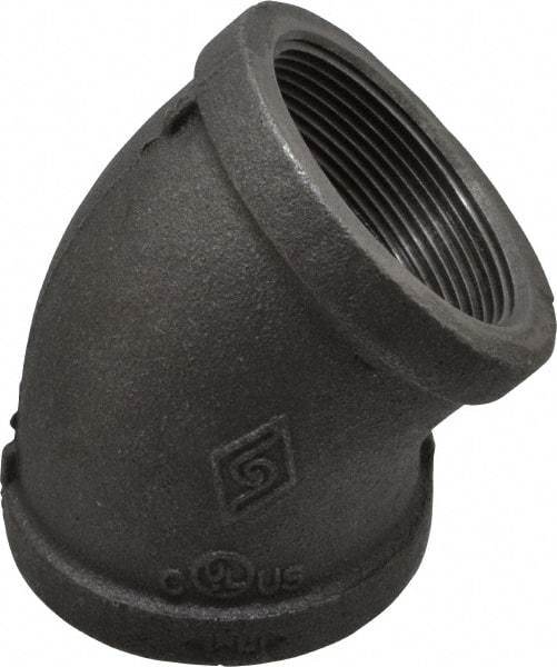 B&K Mueller - Size 2", Class 150, Malleable Iron Black Pipe 45° Elbow - 150 psi, Threaded End Connection - Eagle Tool & Supply