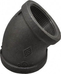 B&K Mueller - Size 2", Class 150, Malleable Iron Black Pipe 45° Elbow - 150 psi, Threaded End Connection - Eagle Tool & Supply