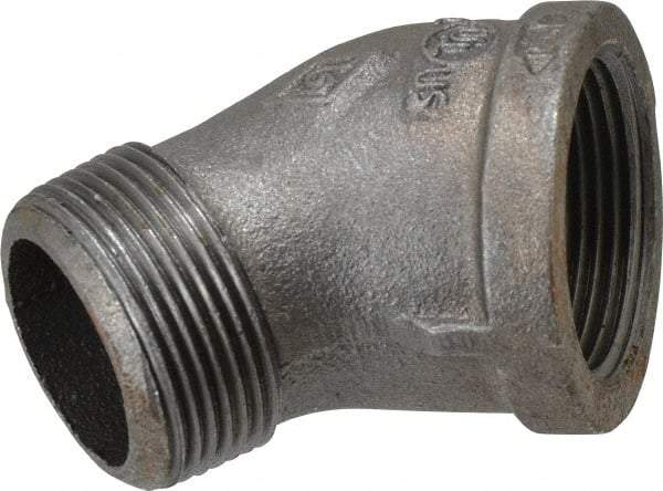 B&K Mueller - Size 1-1/4", Class 150, Malleable Iron Black Pipe 45° Street Elbow - 150 psi, Threaded End Connection - Eagle Tool & Supply