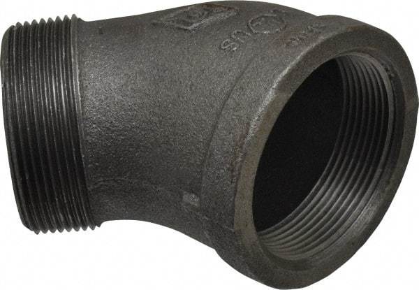 B&K Mueller - Size 2", Class 150, Malleable Iron Black Pipe 45° Street Elbow - 150 psi, Threaded End Connection - Eagle Tool & Supply