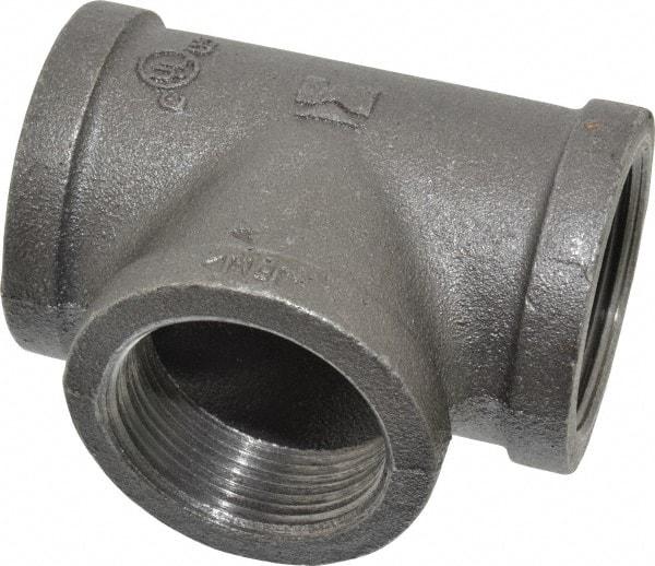 Value Collection - Size 1-1/2", Class 150, Malleable Iron Black Pipe Tee - 150 psi, Threaded End Connection - Eagle Tool & Supply