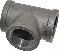 Value Collection - Size 1-1/2", Class 150, Malleable Iron Black Pipe Tee - 150 psi, Threaded End Connection - Eagle Tool & Supply