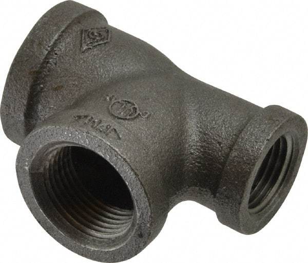 B&K Mueller - Size 3/4 x 1/2 x 3/4", Class 150, Malleable Iron Black Pipe Reducing Tee - 150 psi, Threaded End Connection - Eagle Tool & Supply