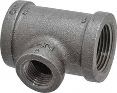 B&K Mueller - Size 1 x 1/2", Class 150, Malleable Iron Black Pipe Reducing Tee - 150 psi, Threaded End Connection - Eagle Tool & Supply