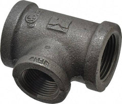 B&K Mueller - Size 1 x 3/4", Class 150, Malleable Iron Black Pipe Reducing Tee - 150 psi, Threaded End Connection - Eagle Tool & Supply