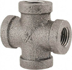 B&K Mueller - Size 1/4", Class 150, Malleable Iron Black Pipe Cross - 150 psi, Threaded End Connection - Eagle Tool & Supply