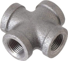 B&K Mueller - Size 3/8", Class 150, Malleable Iron Black Pipe Cross - 150 psi, Threaded End Connection - Eagle Tool & Supply