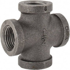 B&K Mueller - Size 1/2", Class 150, Malleable Iron Black Pipe Cross - 150 psi, Threaded End Connection - Eagle Tool & Supply