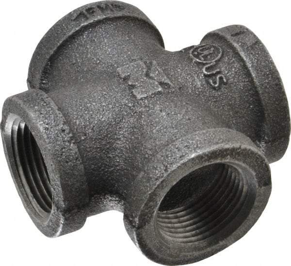 Value Collection - Size 3/4", Class 150, Malleable Iron Black Pipe Cross - 150 psi, Threaded End Connection - Eagle Tool & Supply