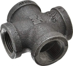 Value Collection - Size 3/4", Class 150, Malleable Iron Black Pipe Cross - 150 psi, Threaded End Connection - Eagle Tool & Supply