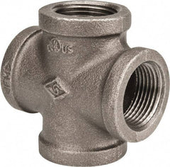 B&K Mueller - Size 1", Class 150, Malleable Iron Black Pipe Cross - 150 psi, Threaded End Connection - Eagle Tool & Supply