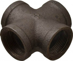 B&K Mueller - Size 1-1/4", Class 150, Malleable Iron Black Pipe Cross - 150 psi, Threaded End Connection - Eagle Tool & Supply