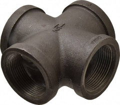 B&K Mueller - Size 1-1/2", Class 150, Malleable Iron Black Pipe Cross - 150 psi, Threaded End Connection - Eagle Tool & Supply