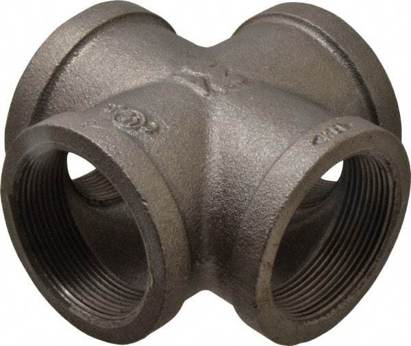 B&K Mueller - Size 2", Class 150, Malleable Iron Black Pipe Cross - 150 psi, Threaded End Connection - Eagle Tool & Supply