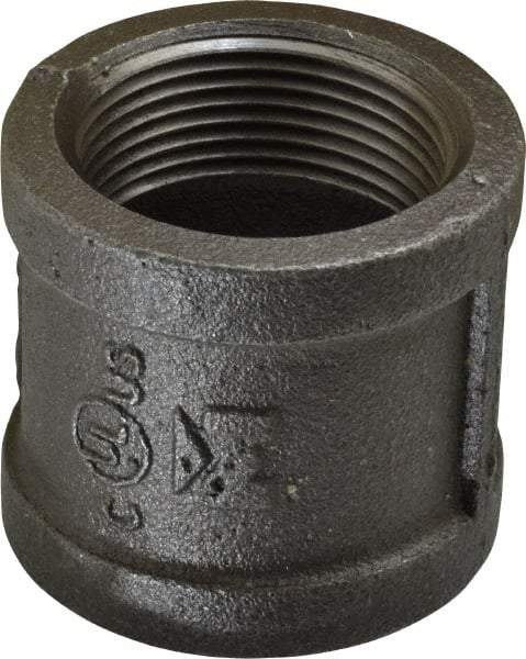 B&K Mueller - Size 1-1/4", Class 150, Malleable Iron Black Pipe Coupling - 150 psi, Threaded End Connection - Eagle Tool & Supply