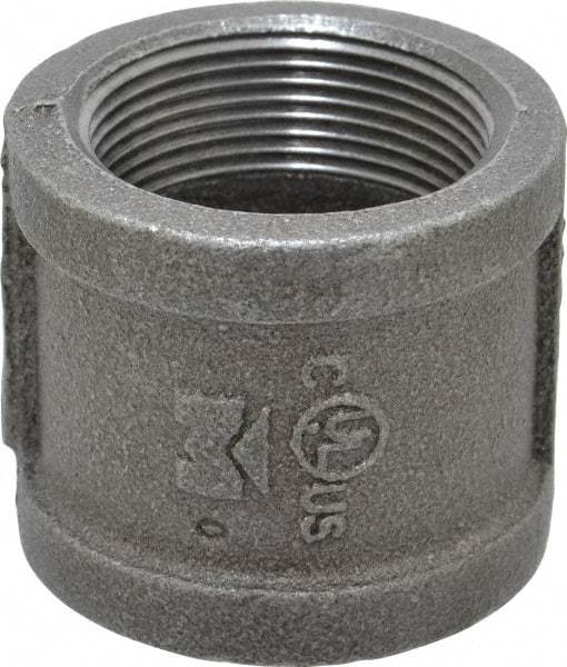 B&K Mueller - Size 1-1/2", Class 150, Malleable Iron Black Pipe Coupling - 150 psi, Threaded End Connection - Eagle Tool & Supply