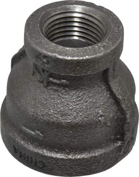 B&K Mueller - Size 1 x 1/2", Class 150, Malleable Iron Black Pipe Reducing Coupling - 150 psi, Threaded End Connection - Eagle Tool & Supply