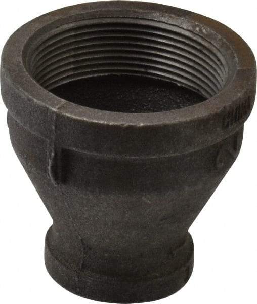 B&K Mueller - Size 2 x 1", Class 150, Malleable Iron Black Pipe Reducing Coupling - 150 psi, Threaded End Connection - Eagle Tool & Supply