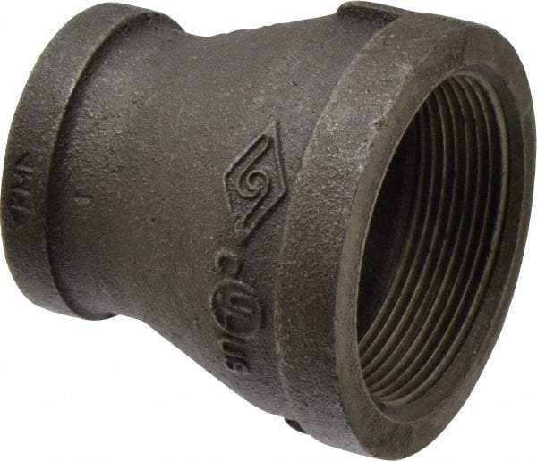 B&K Mueller - Size 2 x 1-1/4", Class 150, Malleable Iron Black Pipe Reducing Coupling - 150 psi, Threaded End Connection - Eagle Tool & Supply